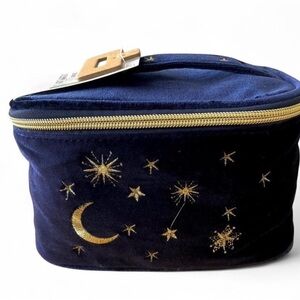 Navy Velvet Cosmetic Bag Starry Makeup Pouch